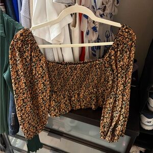 Faithfull the Brand Cropped Floral Blouse Medium DESIGNER